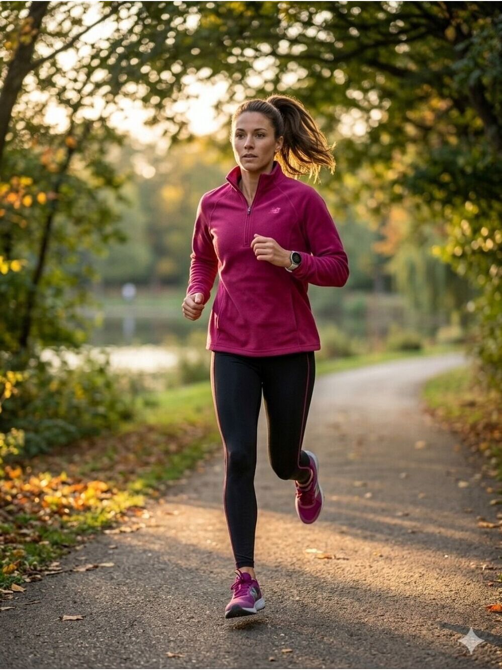 New Balance Collarless Half Zip Dark Pink Running Fleece Size Large